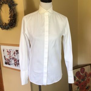 STELLA  MCCARTNEY Size 38 EU White Buttondown Blouse Honeycomb Collar/Cuff $585